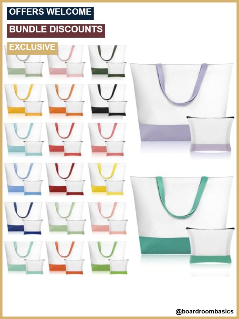 40 Pc Blank Canvas Tote Bags Makeup Bags DIY Paint Embroider, Cotton Polyester